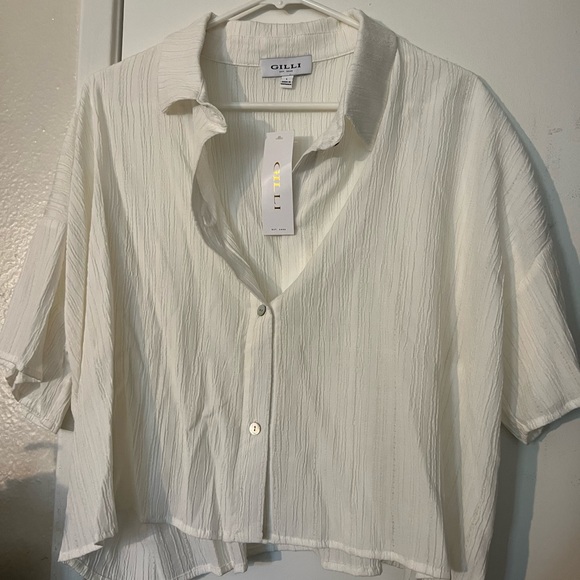 WHITE PLEATED SHIRT - Picture 1 of 3